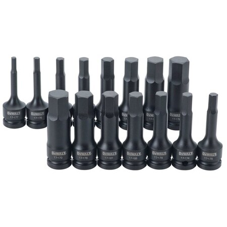 Dewalt 15 Piece 1/2 In Drive Combination Impact Hex Bit Socket Set DWMT19233
